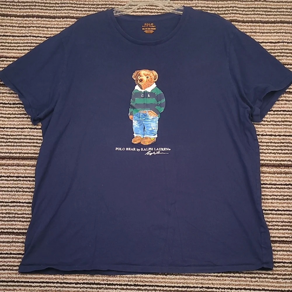 PREPPY BEAR Polo Ralph Lauren Dark Navy Cotton‎ Mens XXL Short Sleeve T Shirt